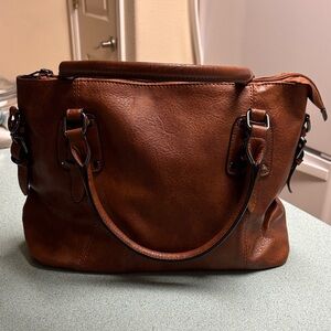 Elegant Brown Faux Leather Handbag